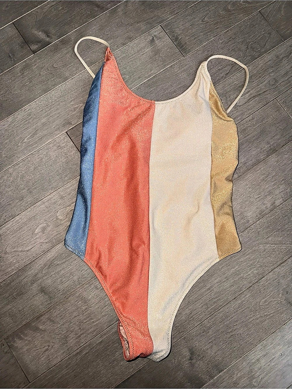 Zara Metallic Colorblock One Piece Swimsuit Size S